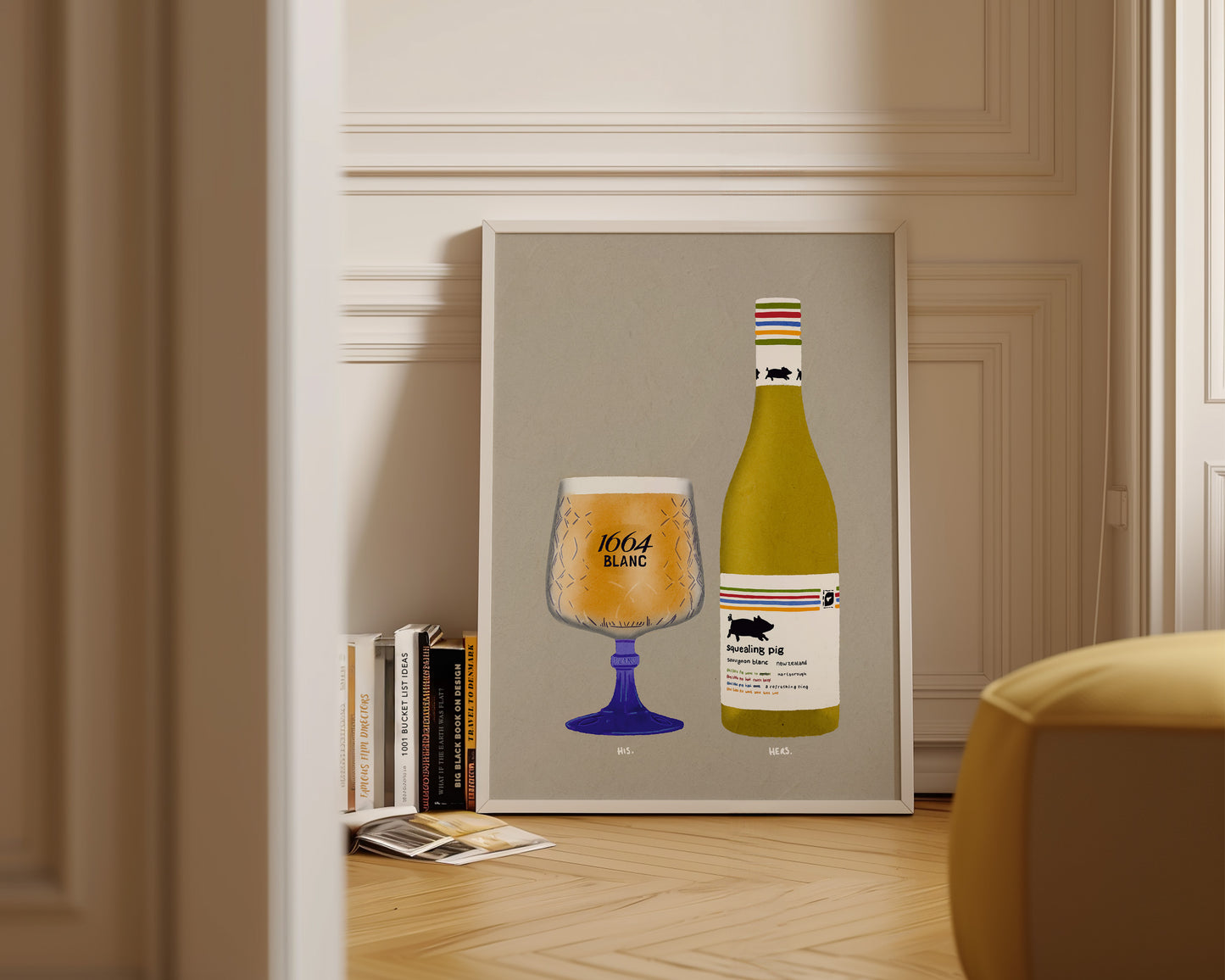 Kronenburg Blanc 1664 Pint & Squealing Pig Wine Print