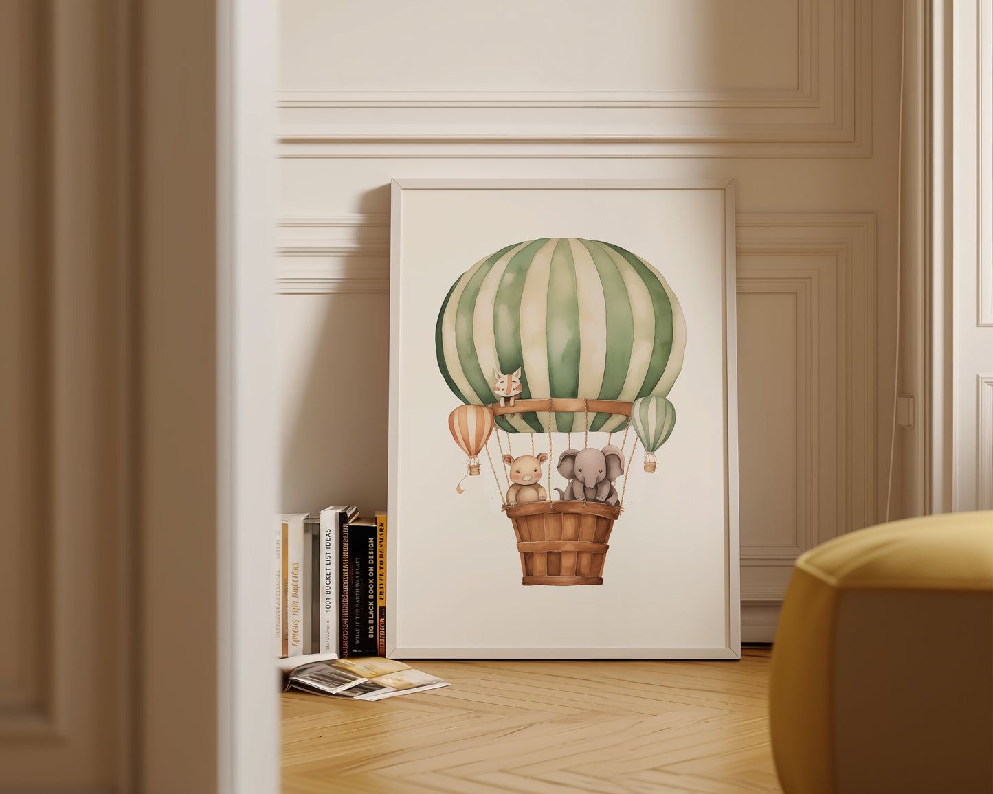 Elephant In Hot Air Balloon Print