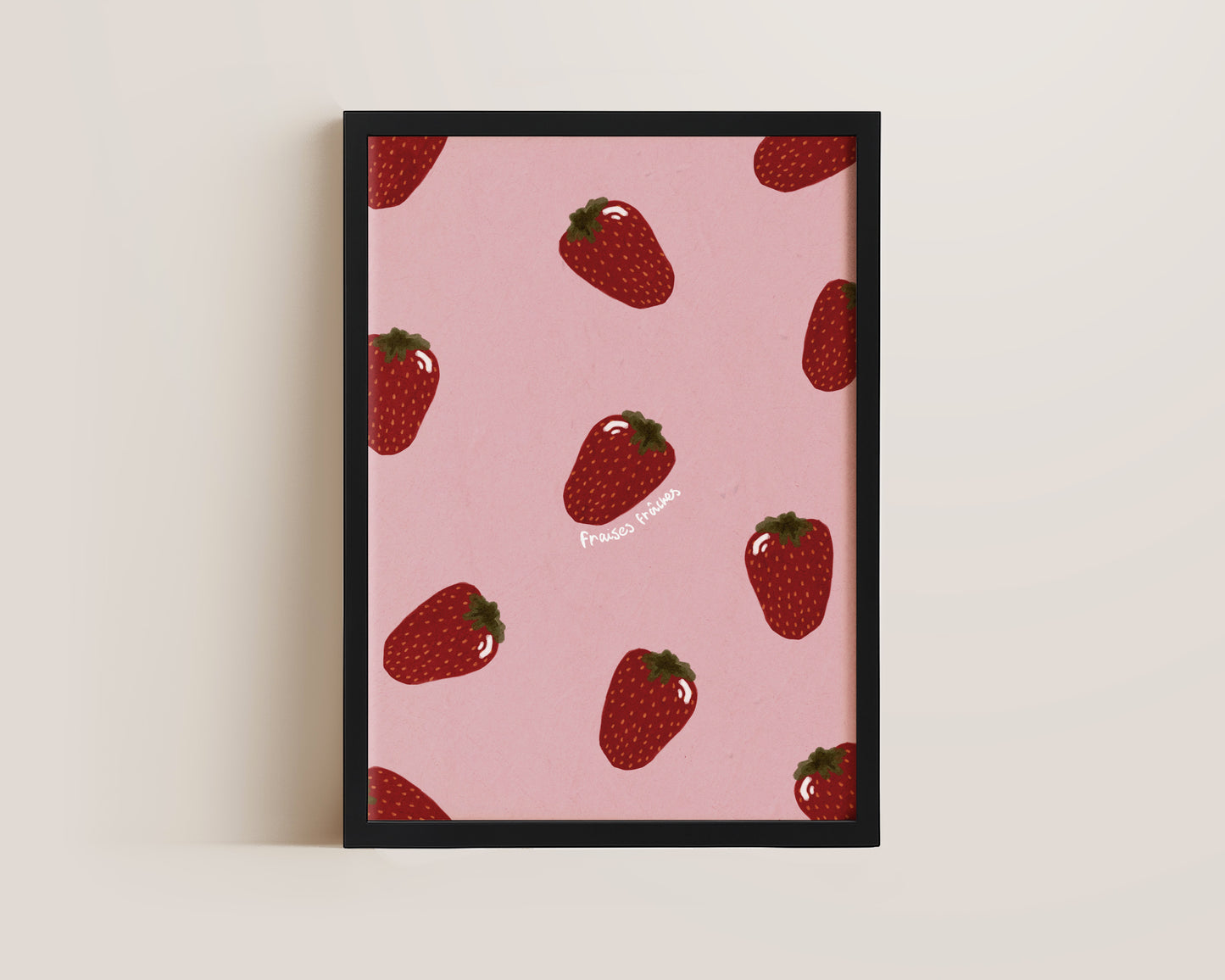 Pink Strawberry Wall Art Print