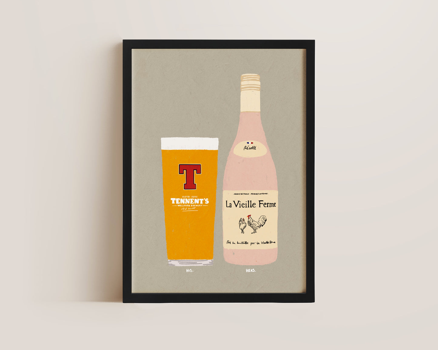 Tennents & Chicken Wine Print