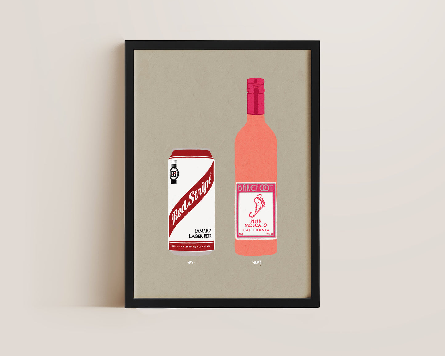 Red Stripe & Pink Moscato Print