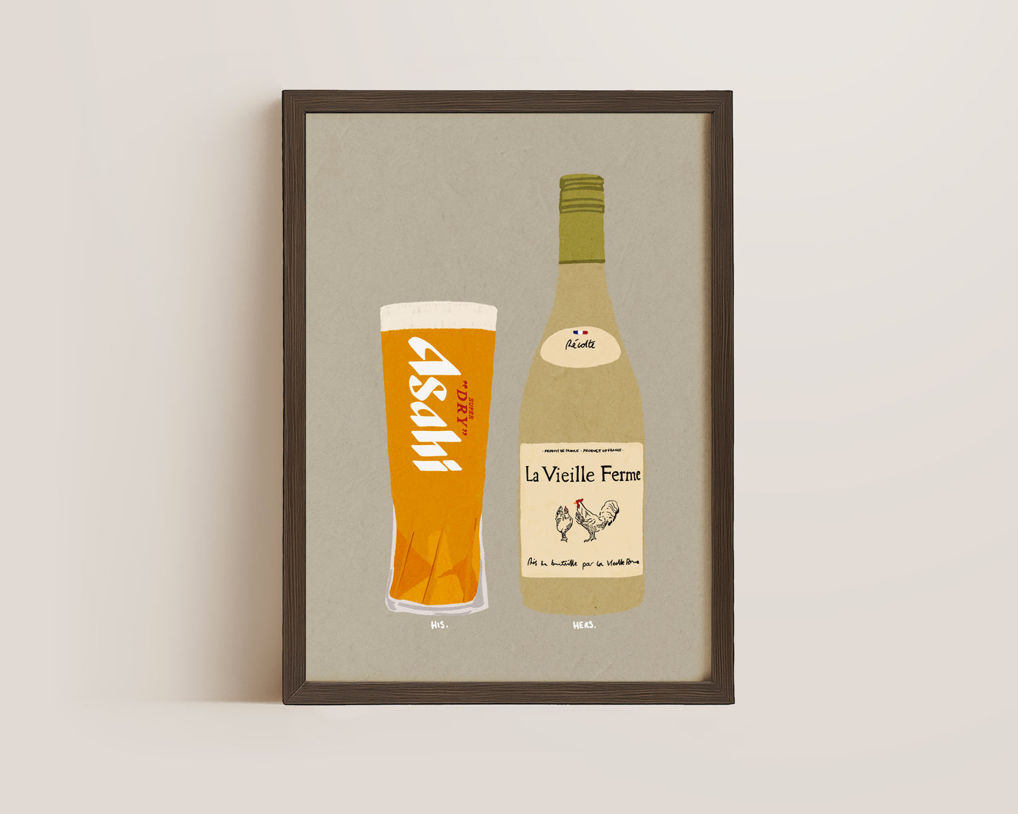 Asahi & White Chicken Wine Print