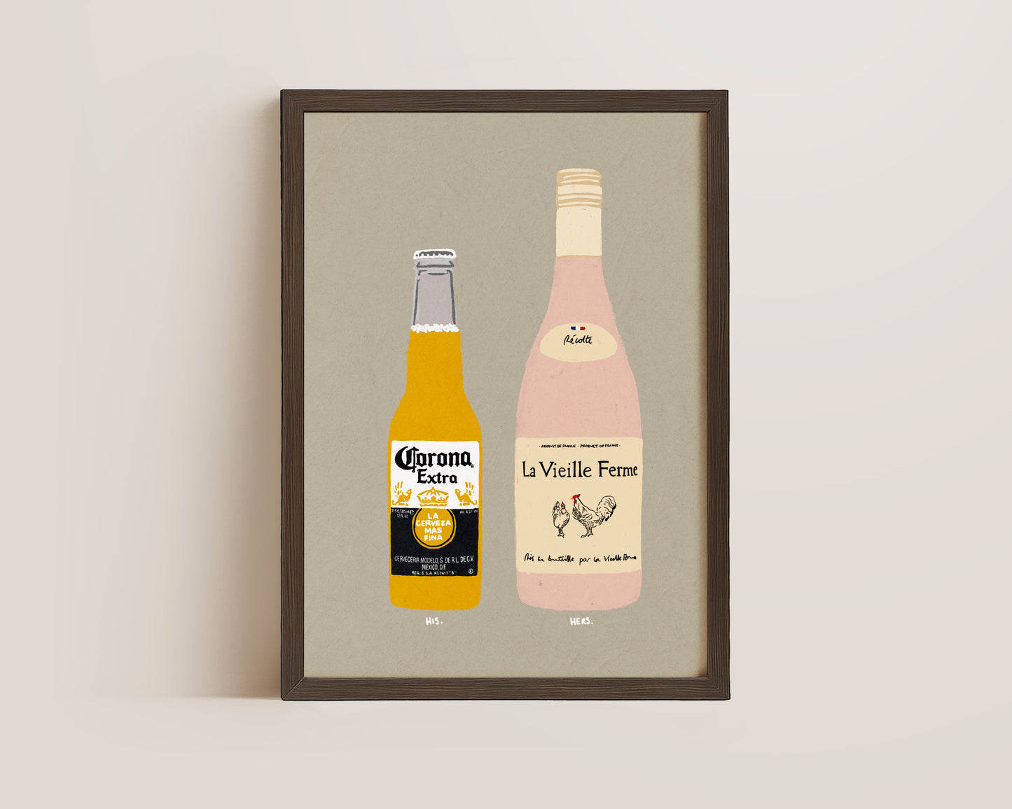 Corona & Chicken Wine Print