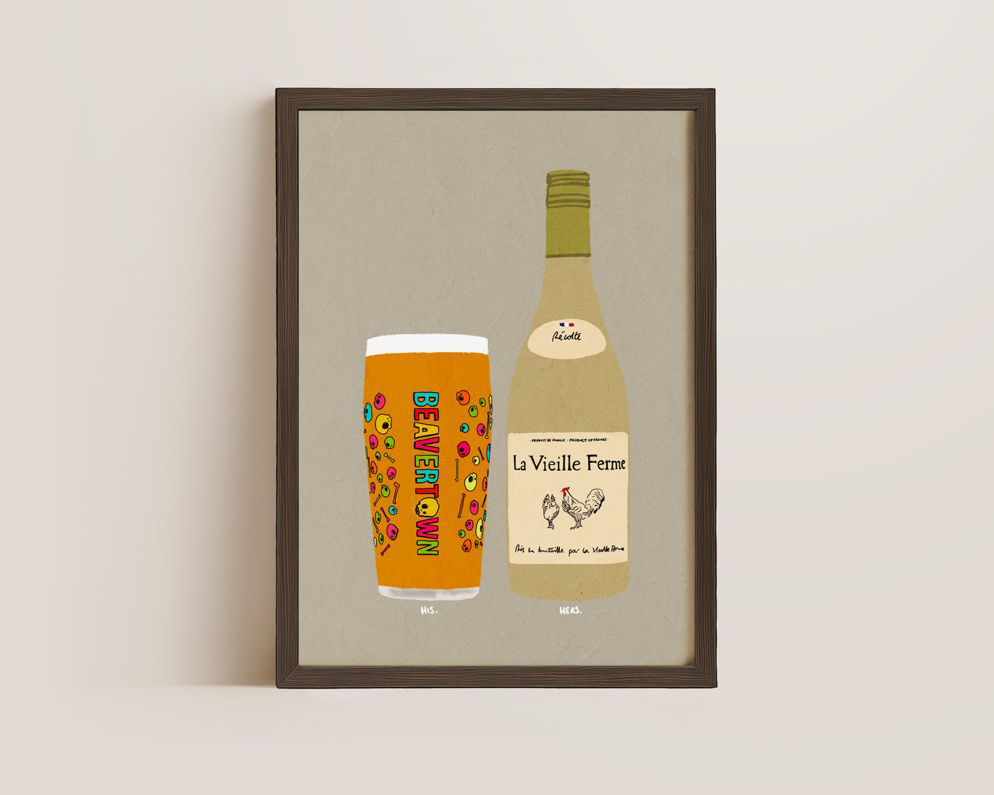 Neck Oil & White Chicken Wine Print