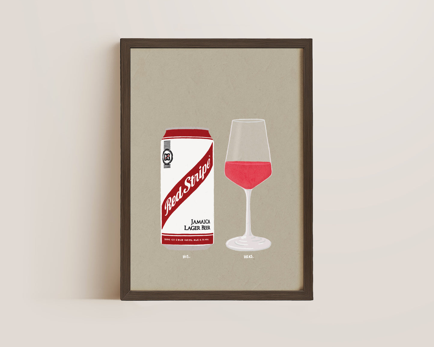 Red Stripe & Rose Print