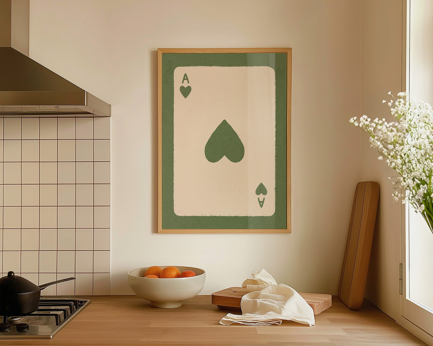 Ace Of Hearts Green Print