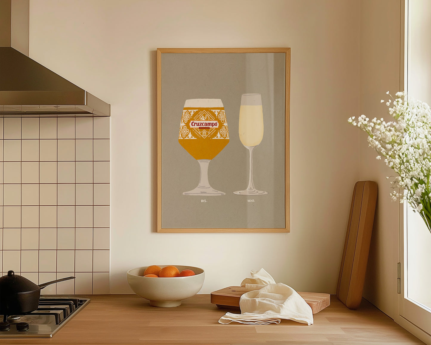 Cruzcampo & Prosecco Glass Print