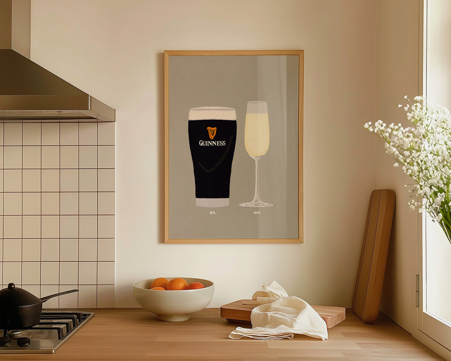 Guinness & Prosecco Glass Print