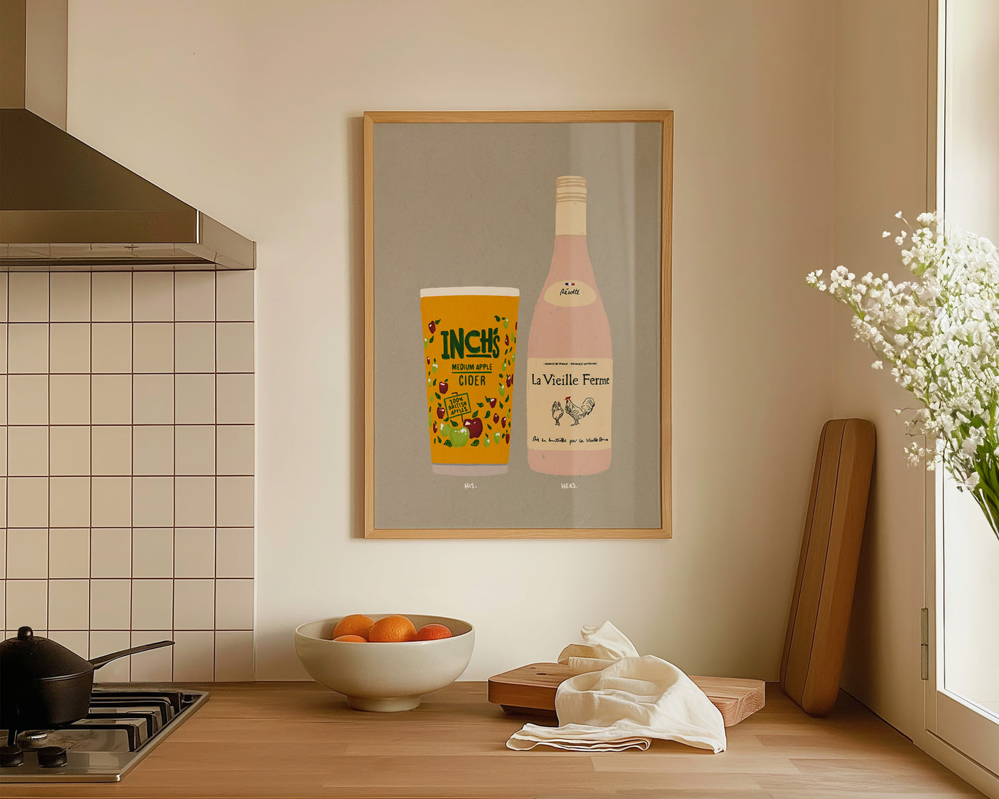 Inch's & Chicken Wine Print