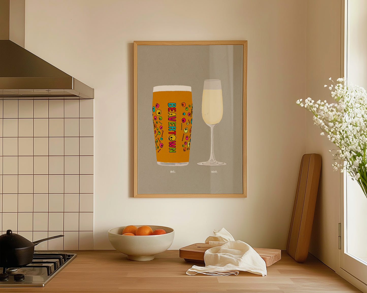 Neck Oil & Prosecco Glass Print