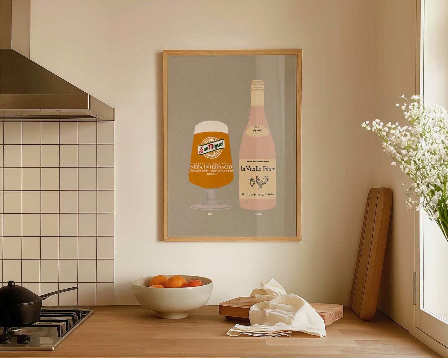 San Miguel & Chicken Wine Print