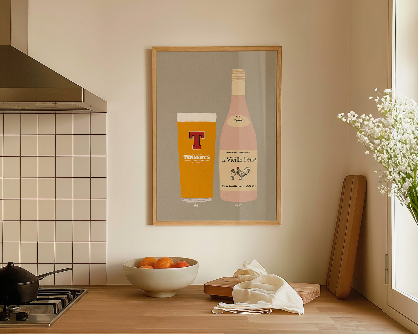 Tennents & Chicken Wine Print