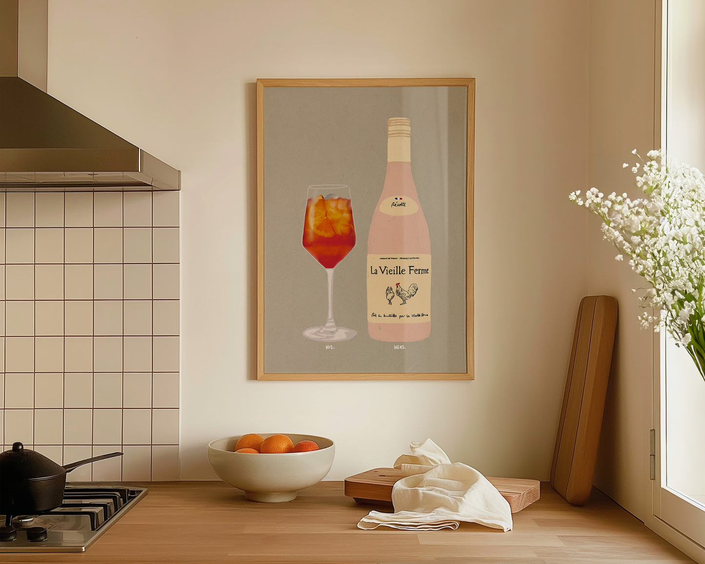 Aperol & Chicken Wine Print