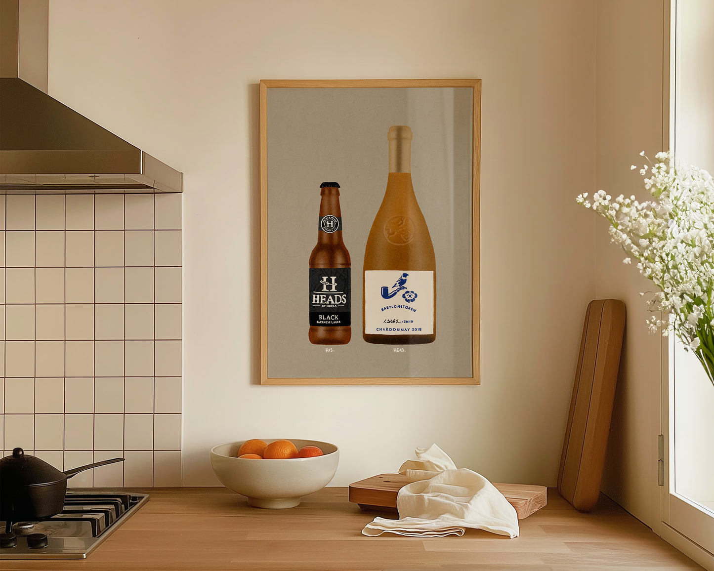 Heads Japanese Black Lager & Babylonstoren Chardonnay Print