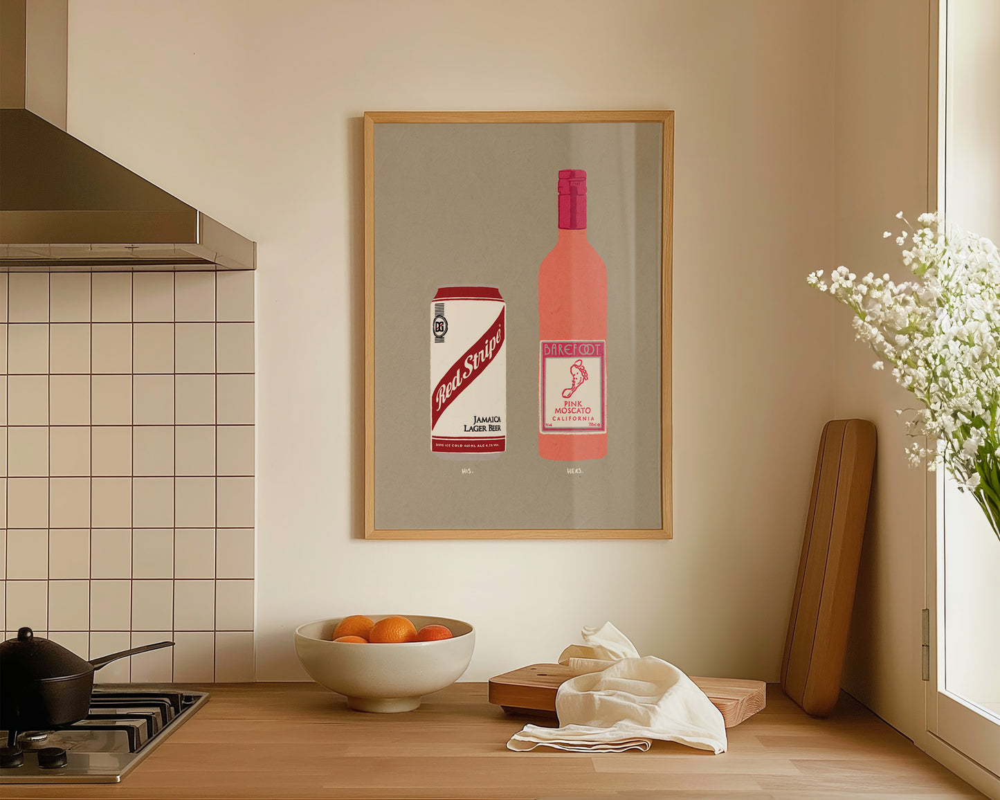 Red Stripe & Pink Moscato Print