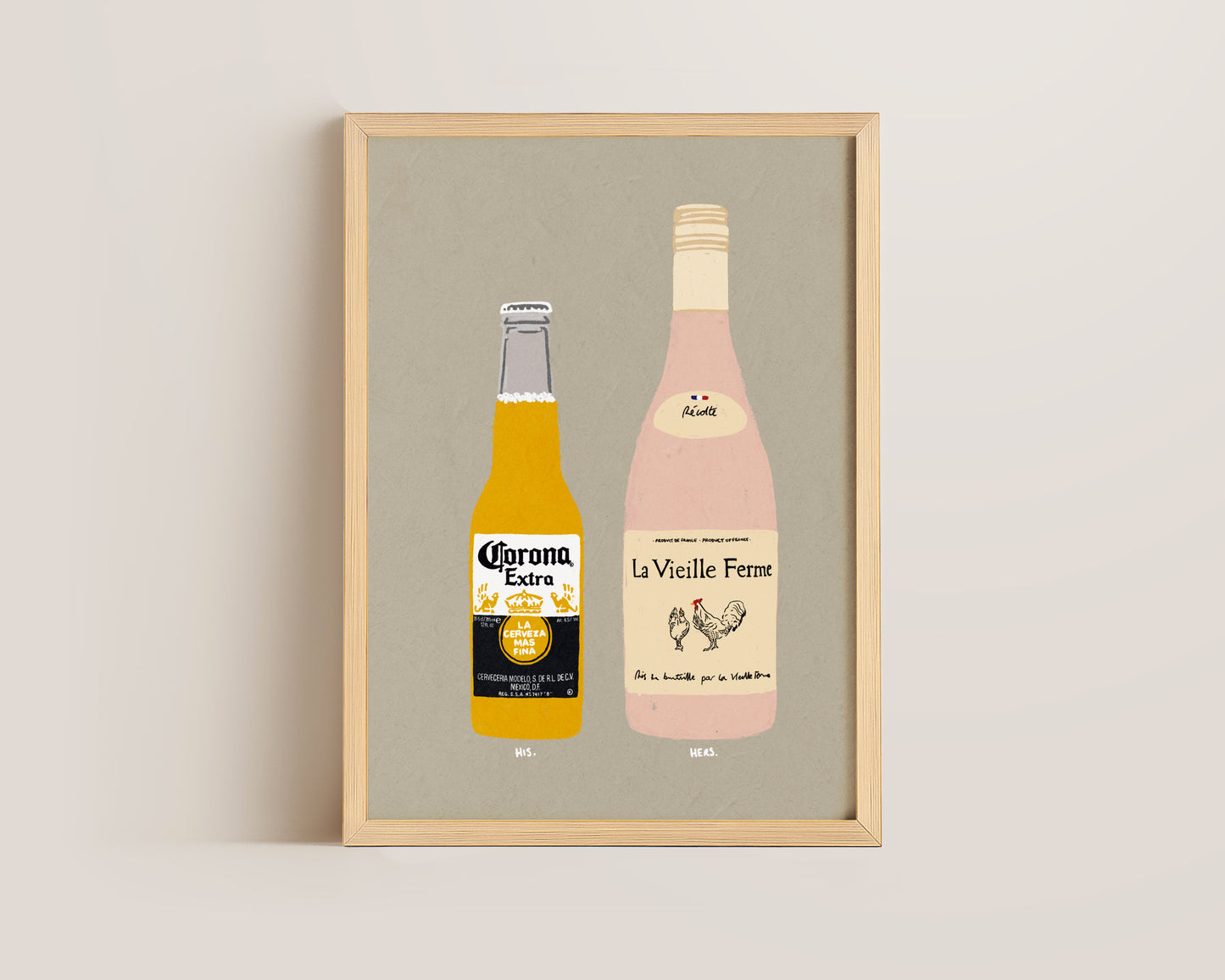 Corona & Chicken Wine Print