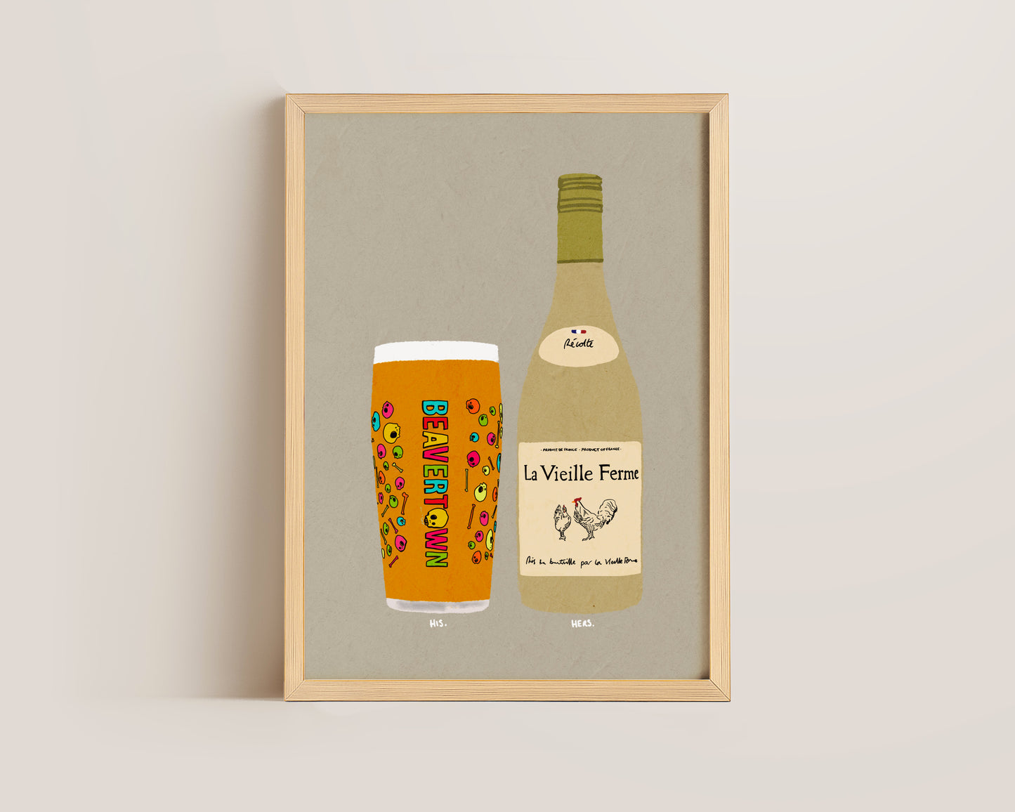 Neck Oil & White Chicken Wine Print
