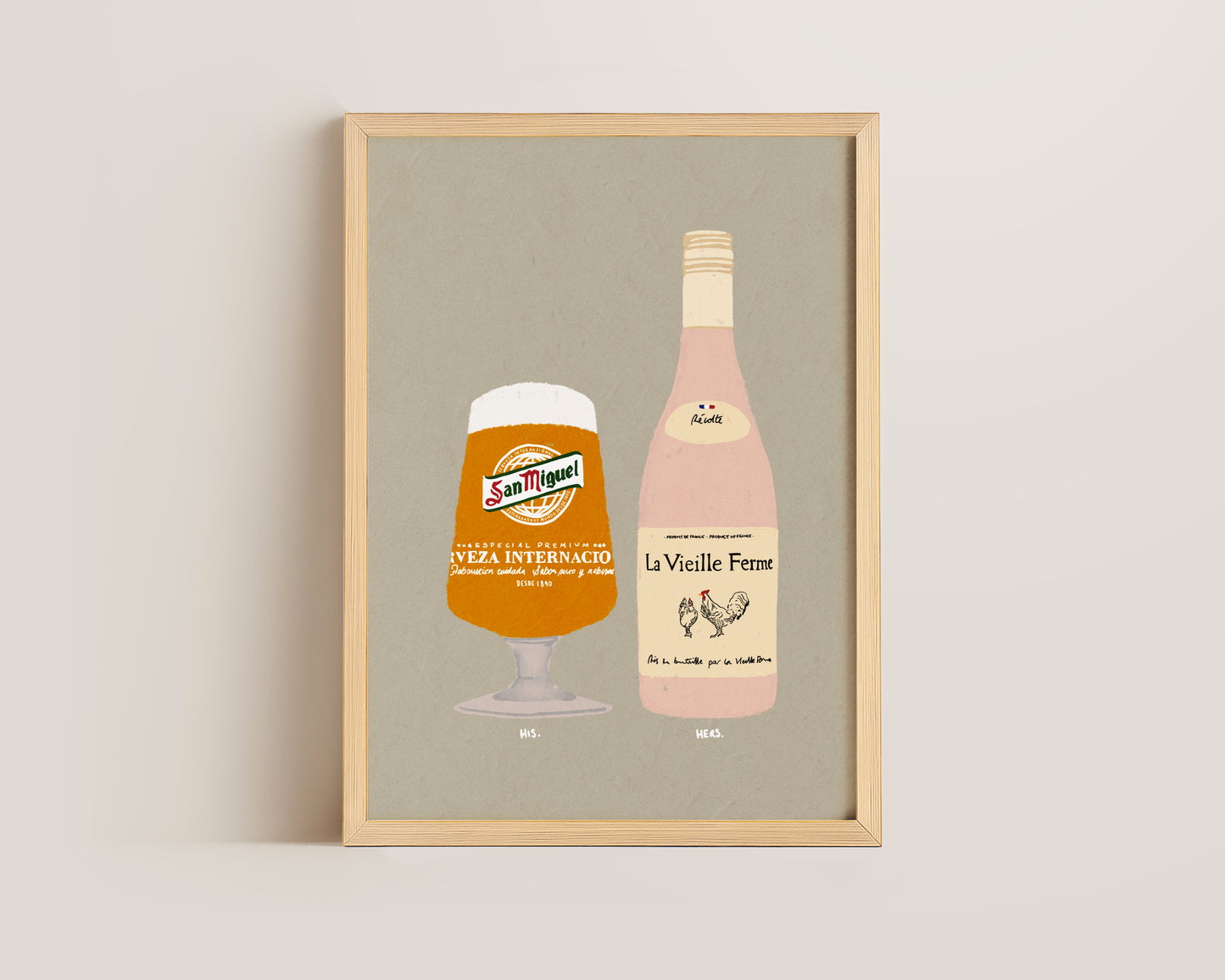San Miguel & Chicken Wine Print