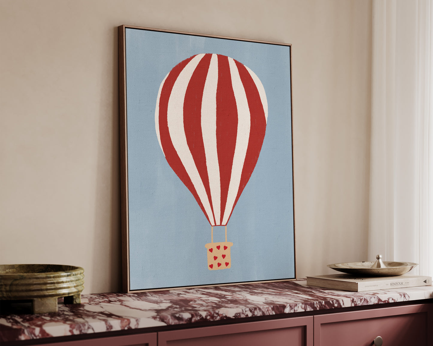 Hot Air Balloon Hearts Canvas