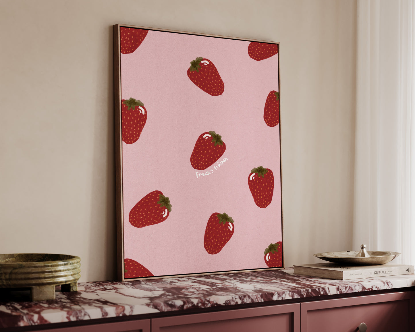 Pink Strawberries Canvas