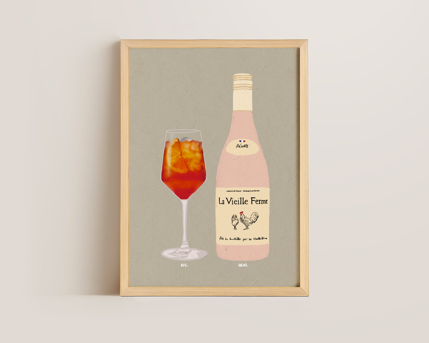 Aperol & Chicken Wine Print