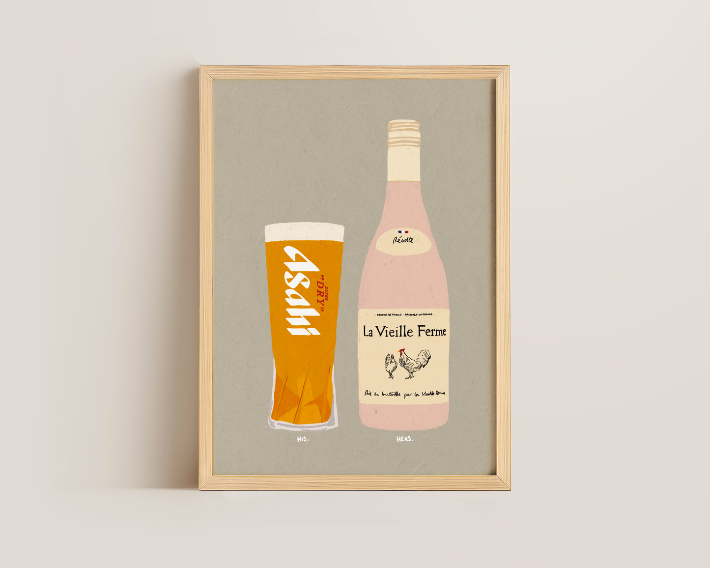 Asahi & Chicken Wine Print