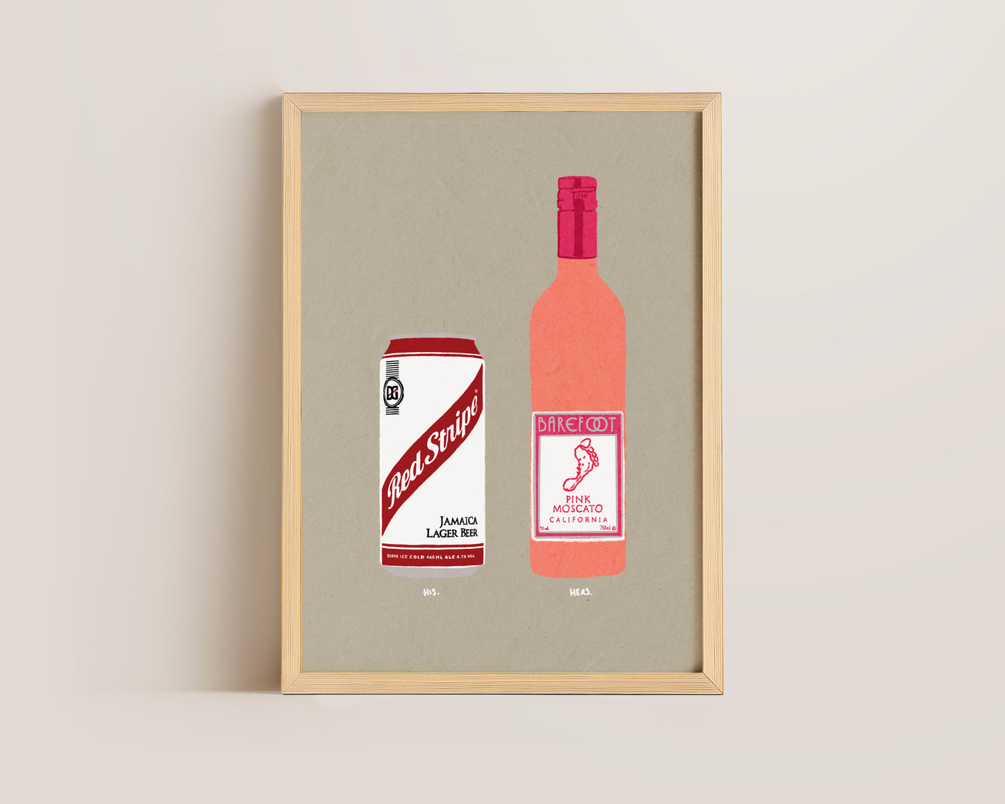 Red Stripe & Pink Moscato Print