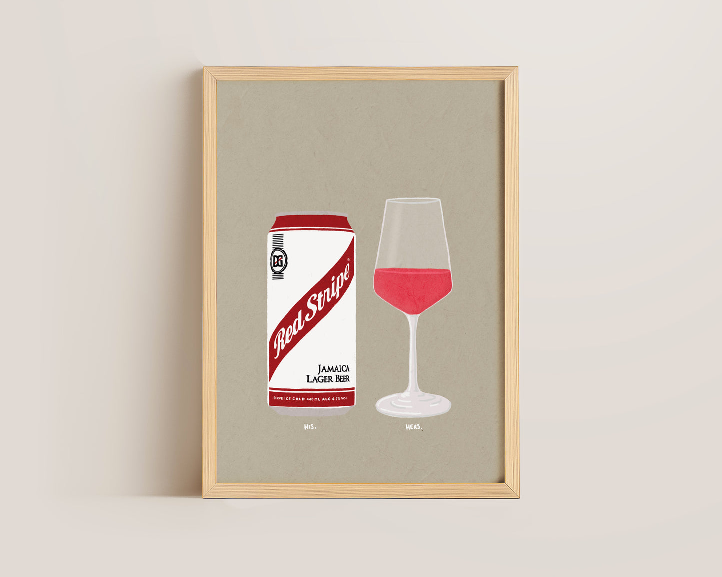 Red Stripe & Rose Print