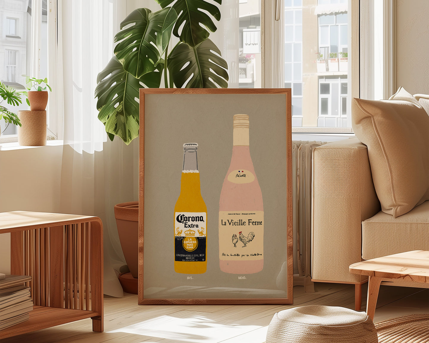 Corona & Chicken Wine Print