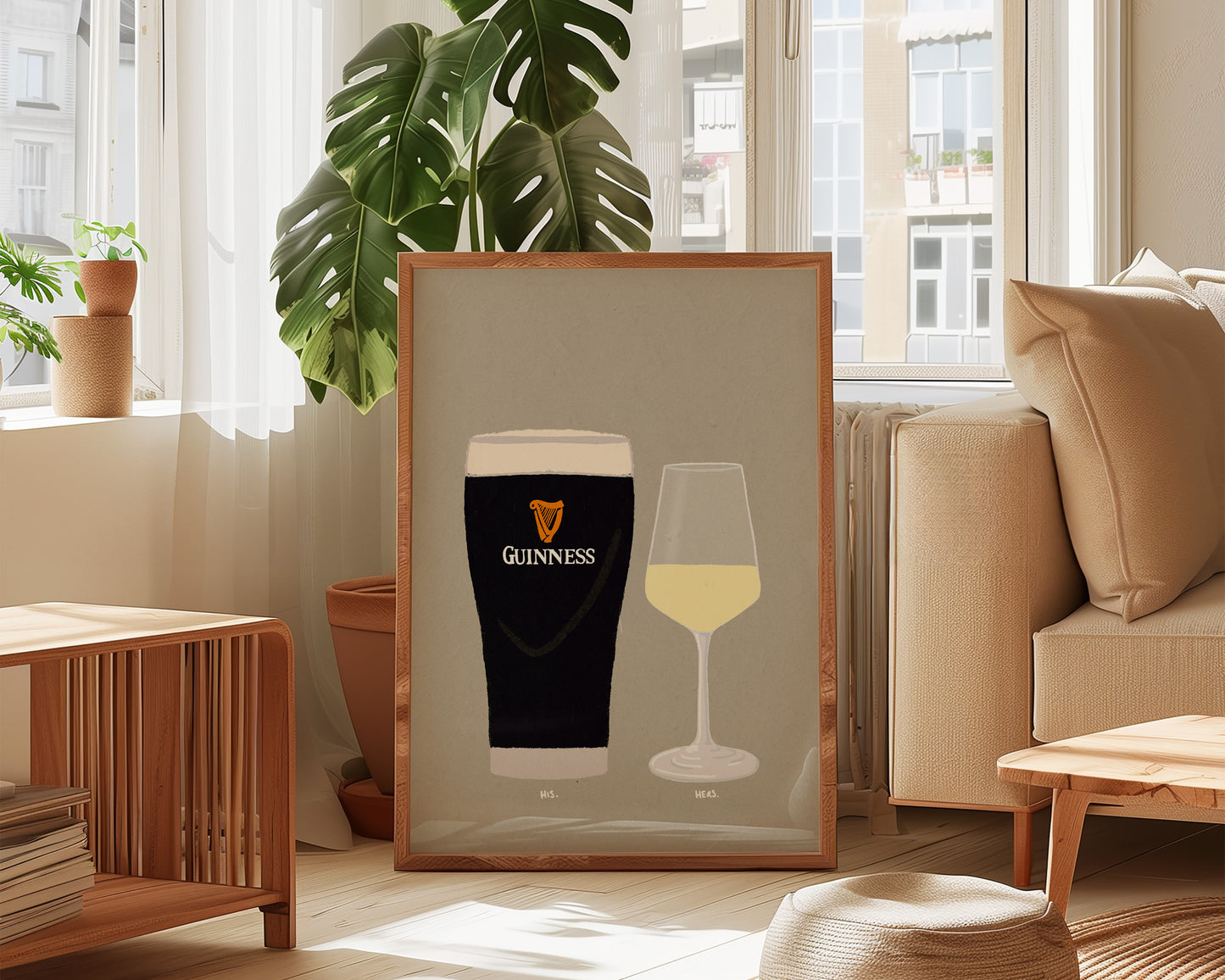 Guinness & Small White Wine Print