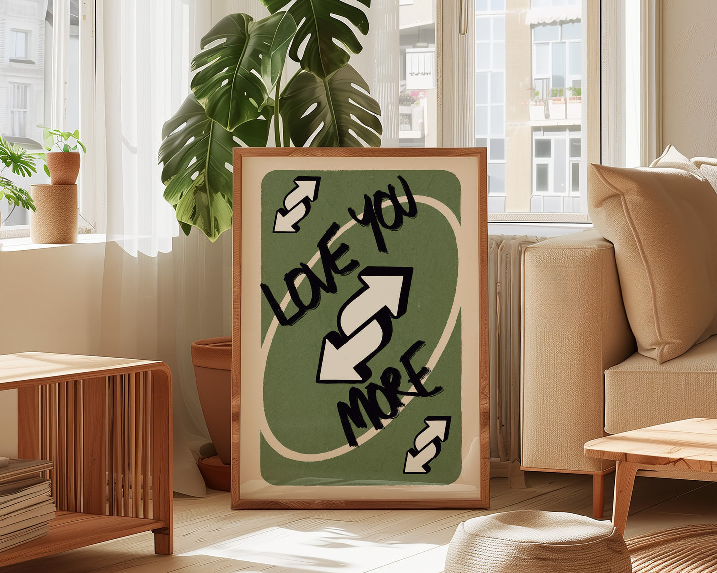 Love You More Green Print