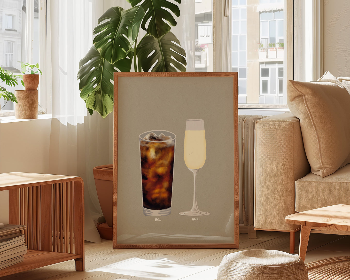 Whisky and Coke & Prosecco Glass Print