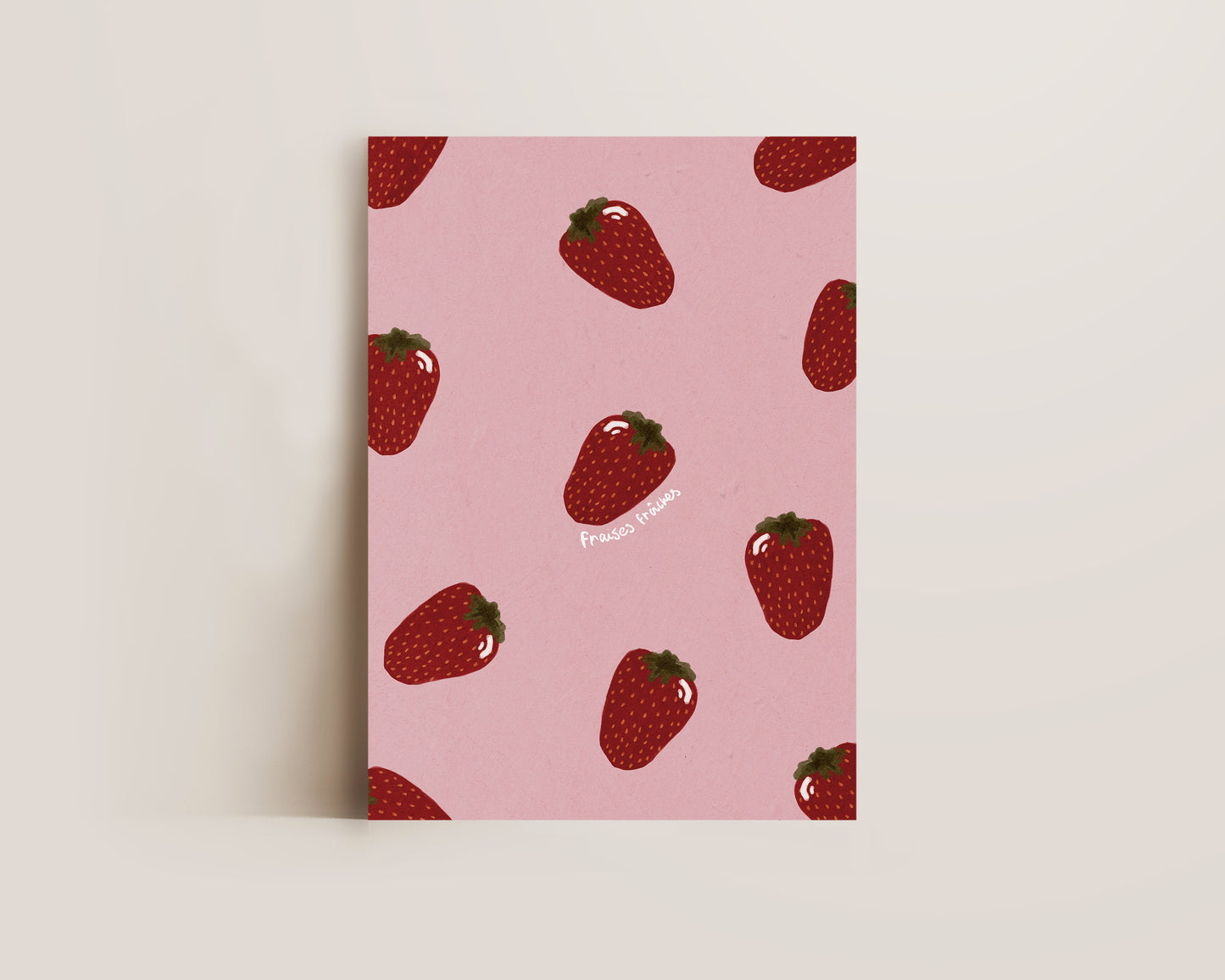 Pink Strawberry Wall Art Print
