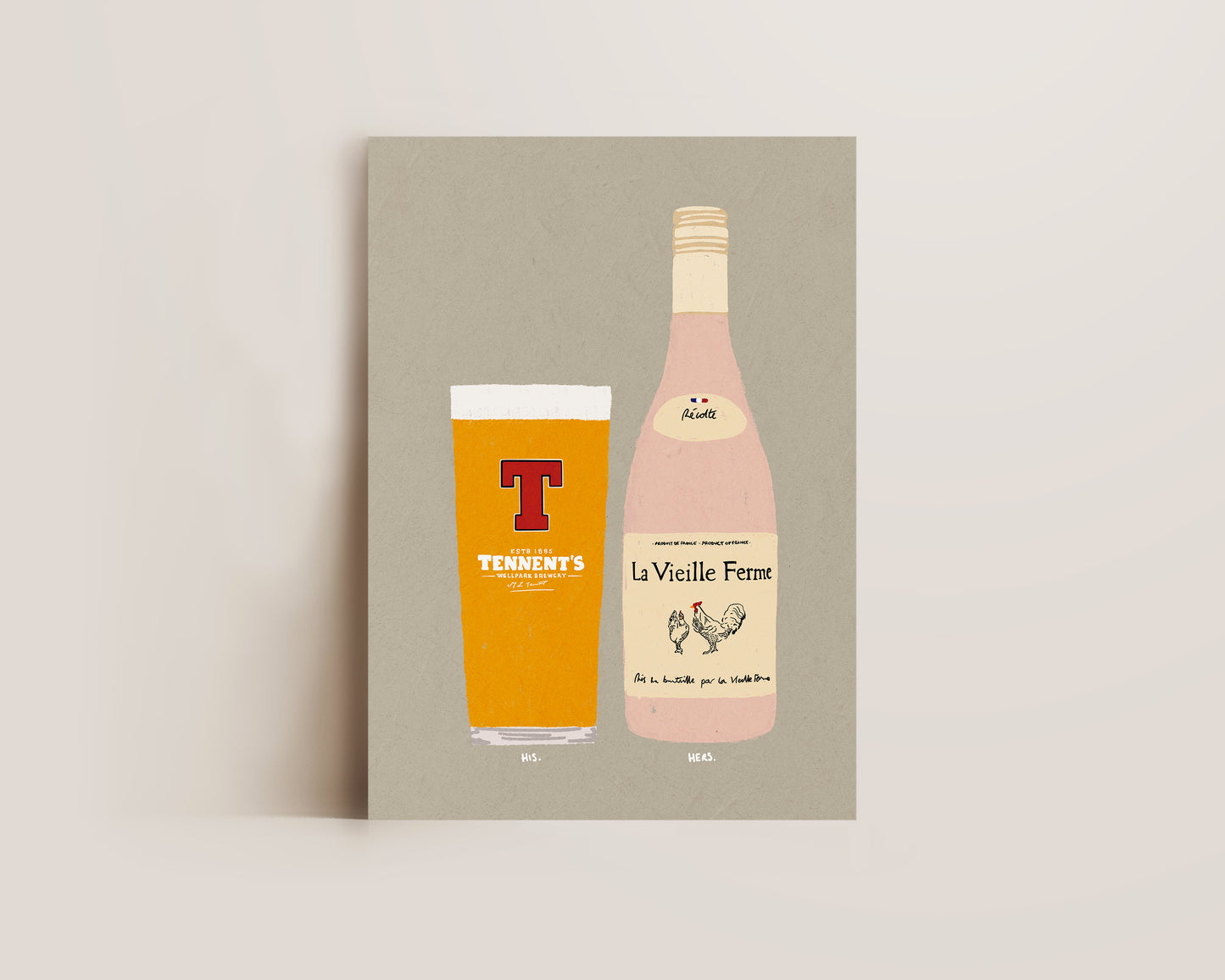 Tennents & Chicken Wine Print
