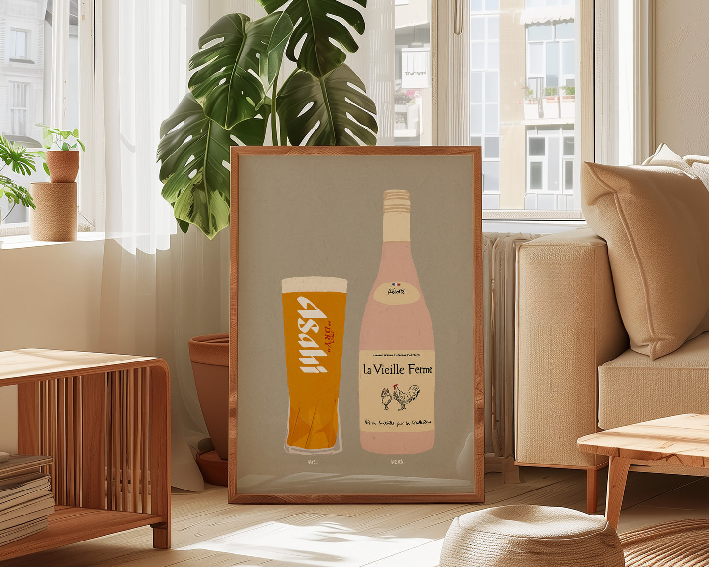 Asahi & Chicken Wine Print