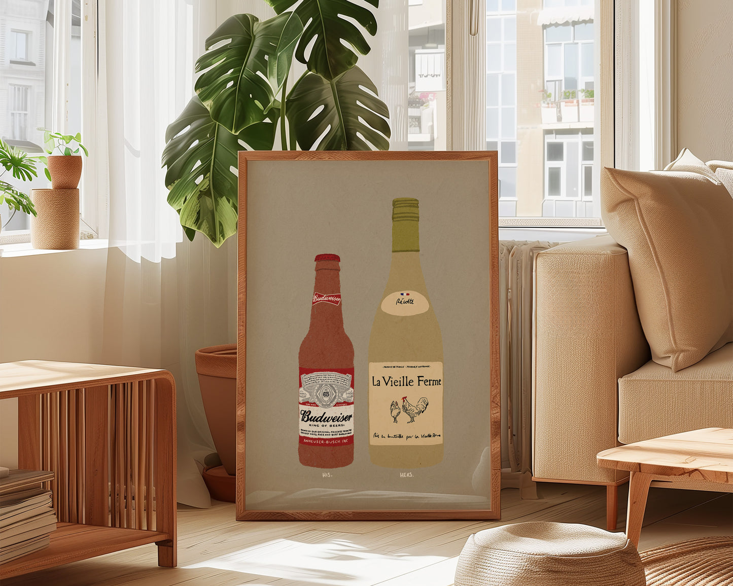 Budweiser & White Chicken Wine Print