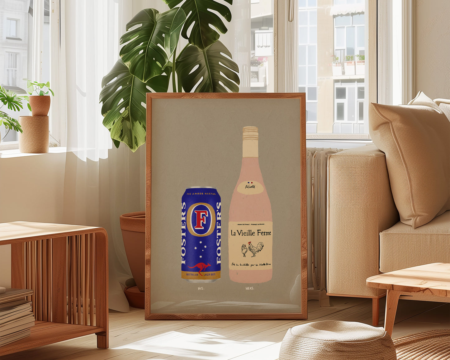 Fosters Can & Chicken Wine Print
