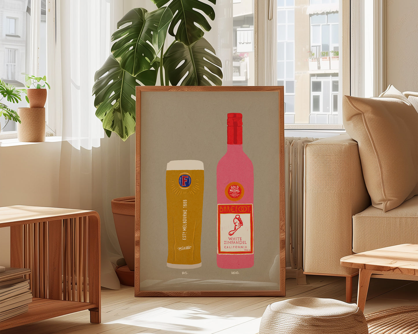 Fosters & White Zinfandel Print