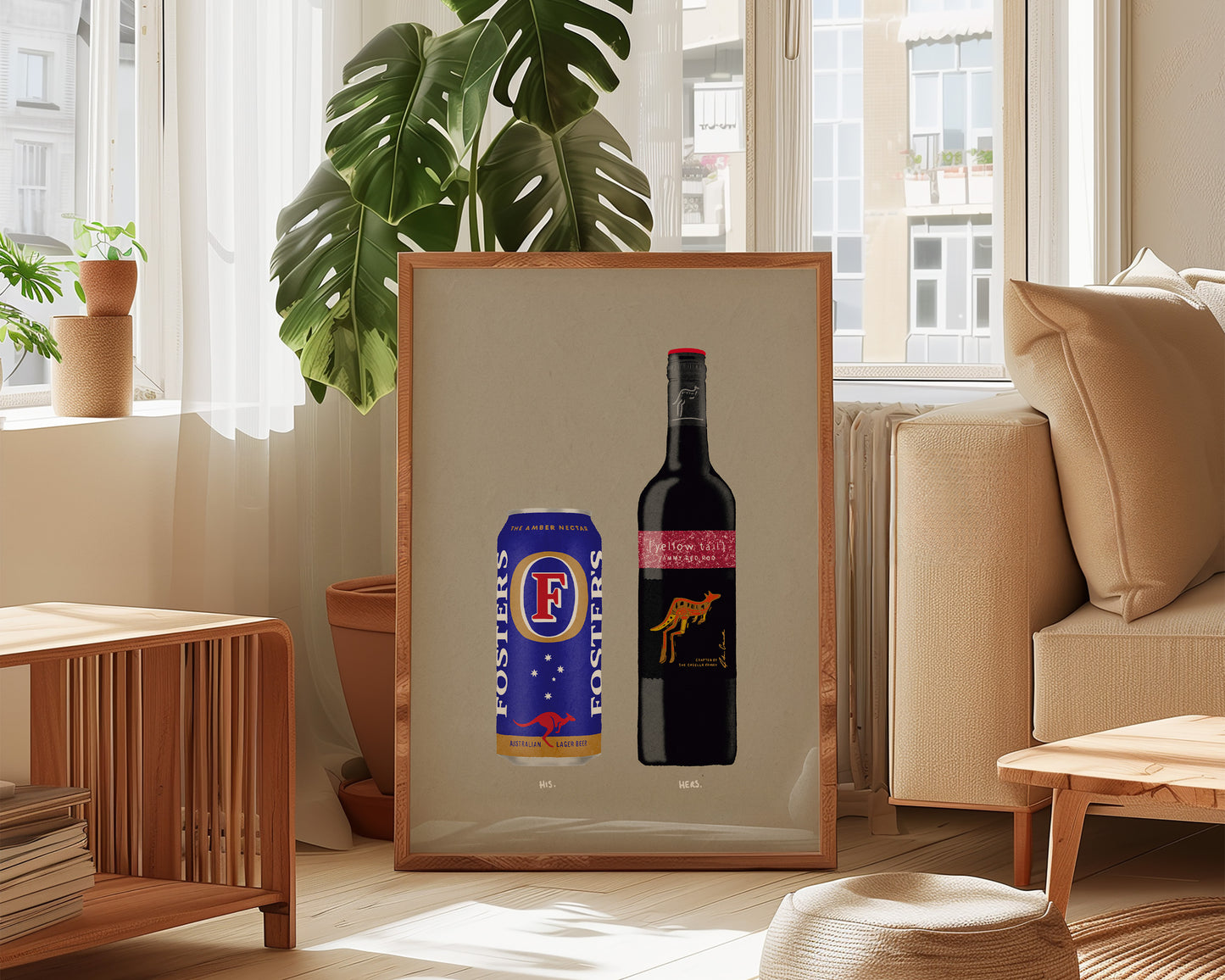 Fosters Can & Jammy Red Roo Print