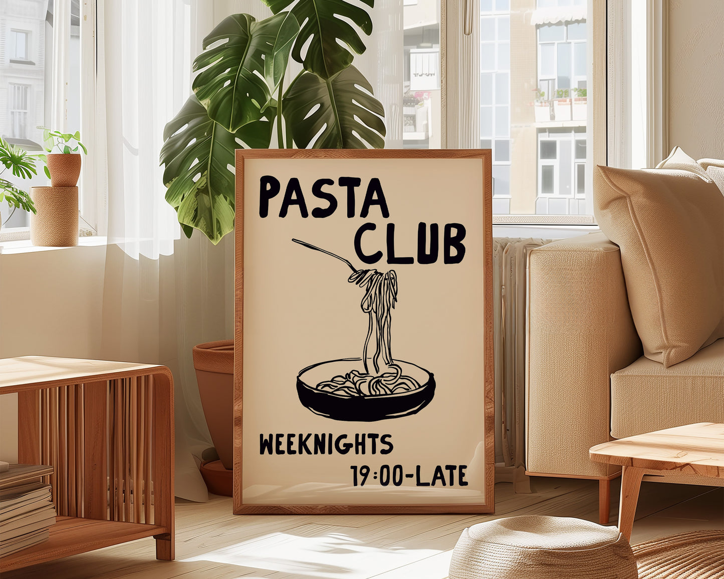 Pasta Club Black Wall Art Print