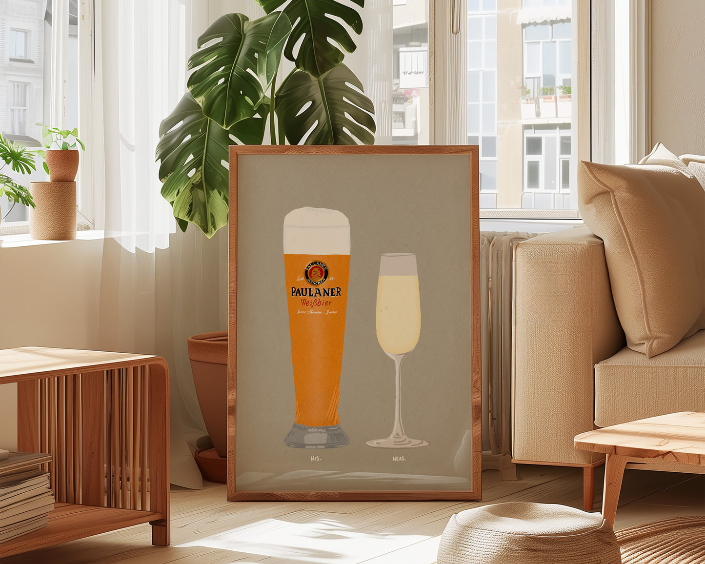 Paulaner & Prosecco Glass Print