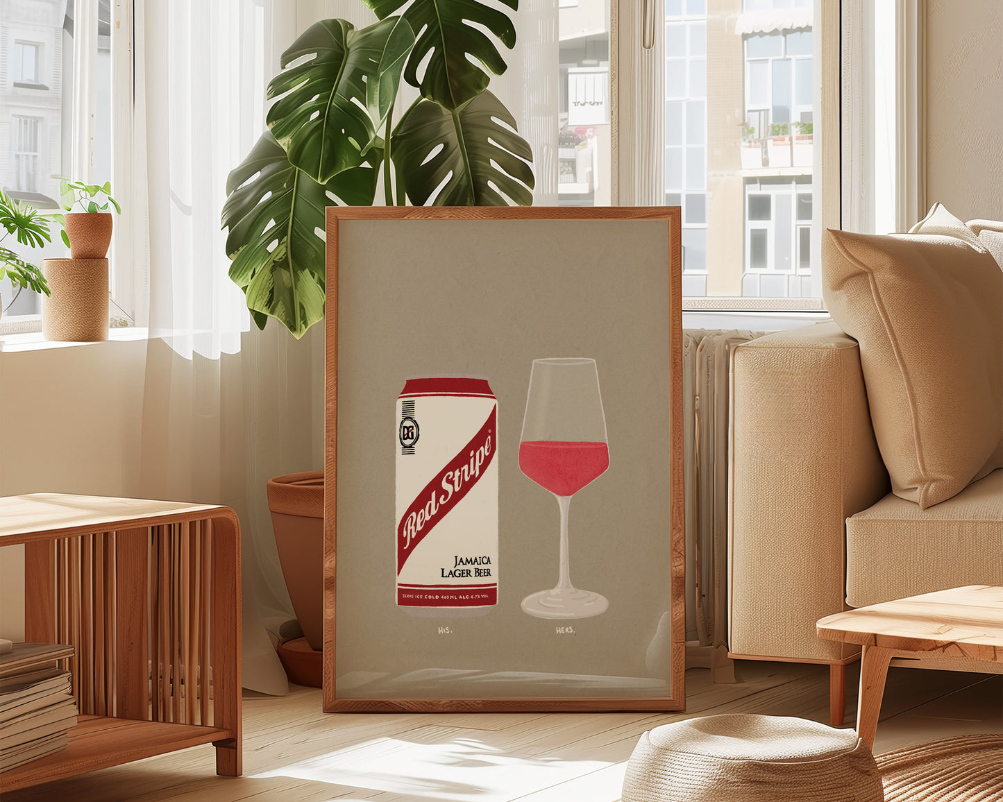 Red Stripe & Rose Print
