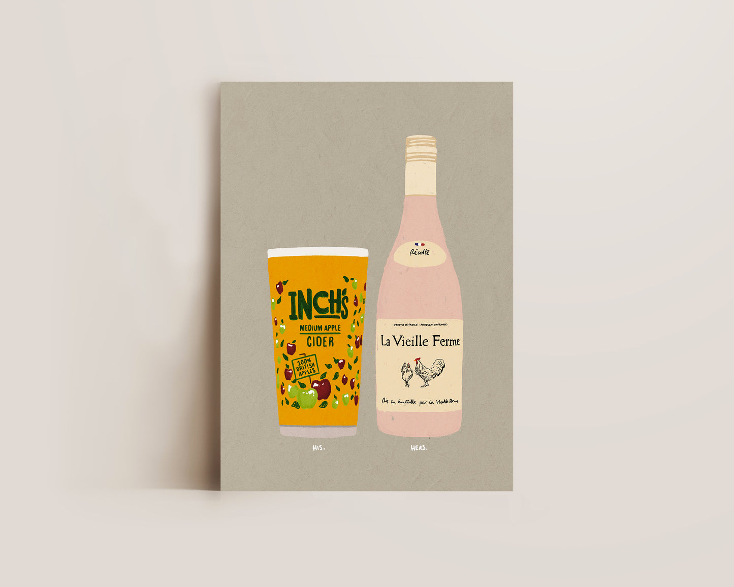 Inch's & Chicken Wine Print