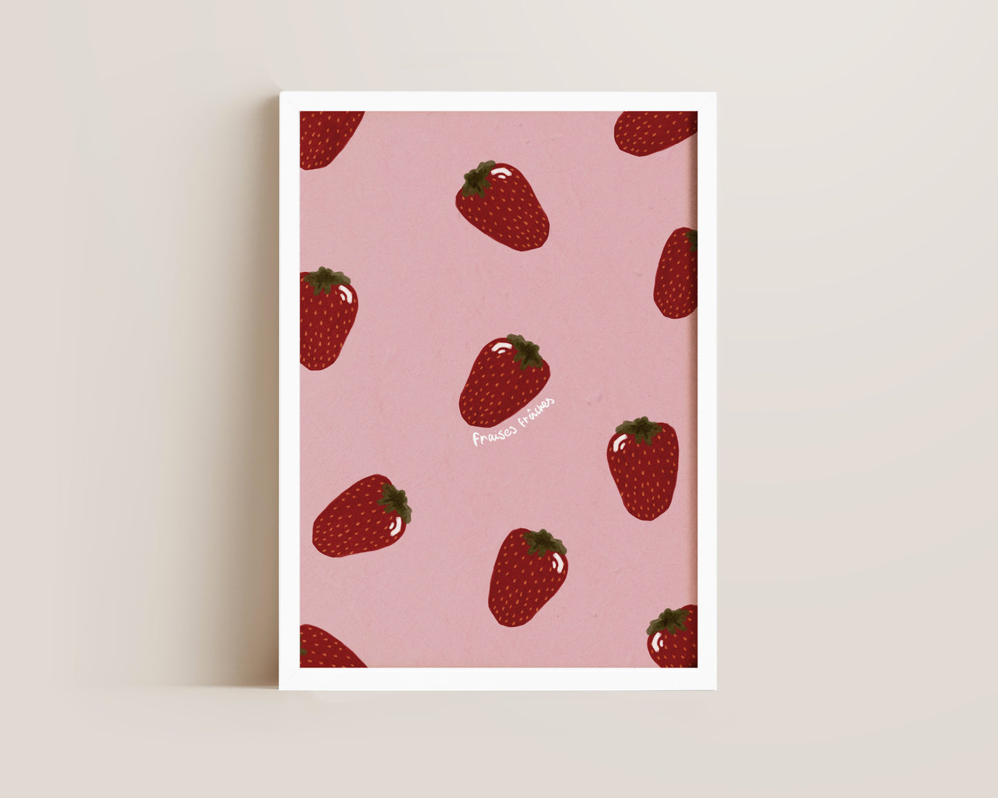 Pink Strawberry Wall Art Print