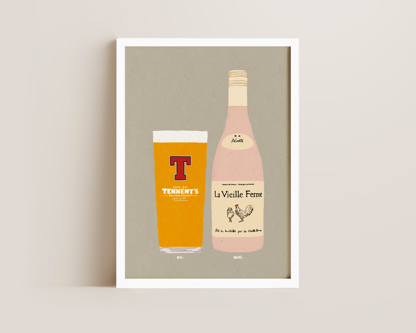 Tennents & Chicken Wine Print