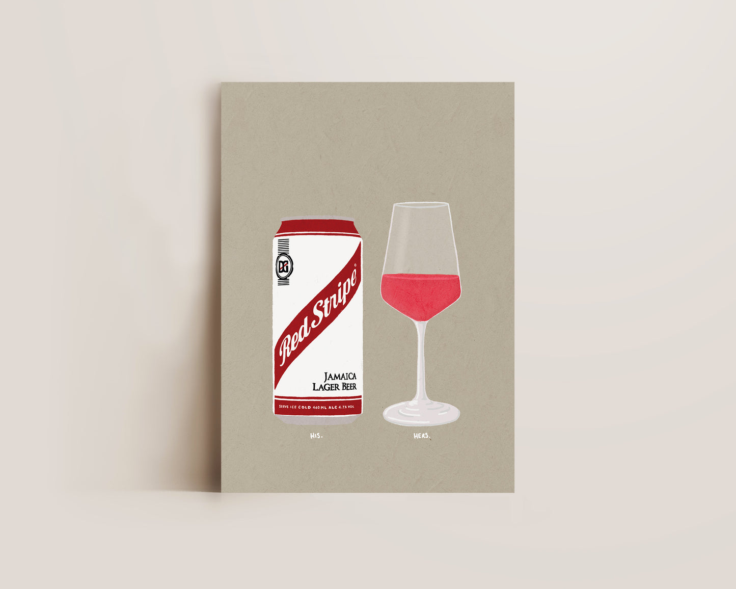 Red Stripe & Rose Print