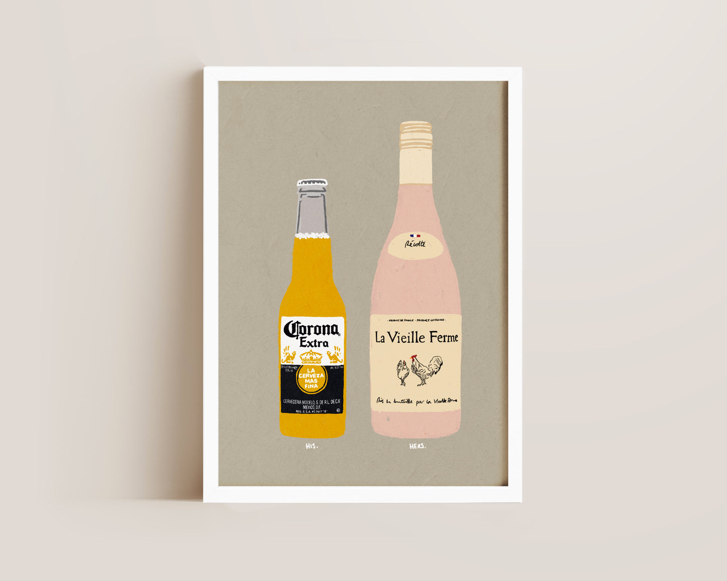 Corona & Chicken Wine Print