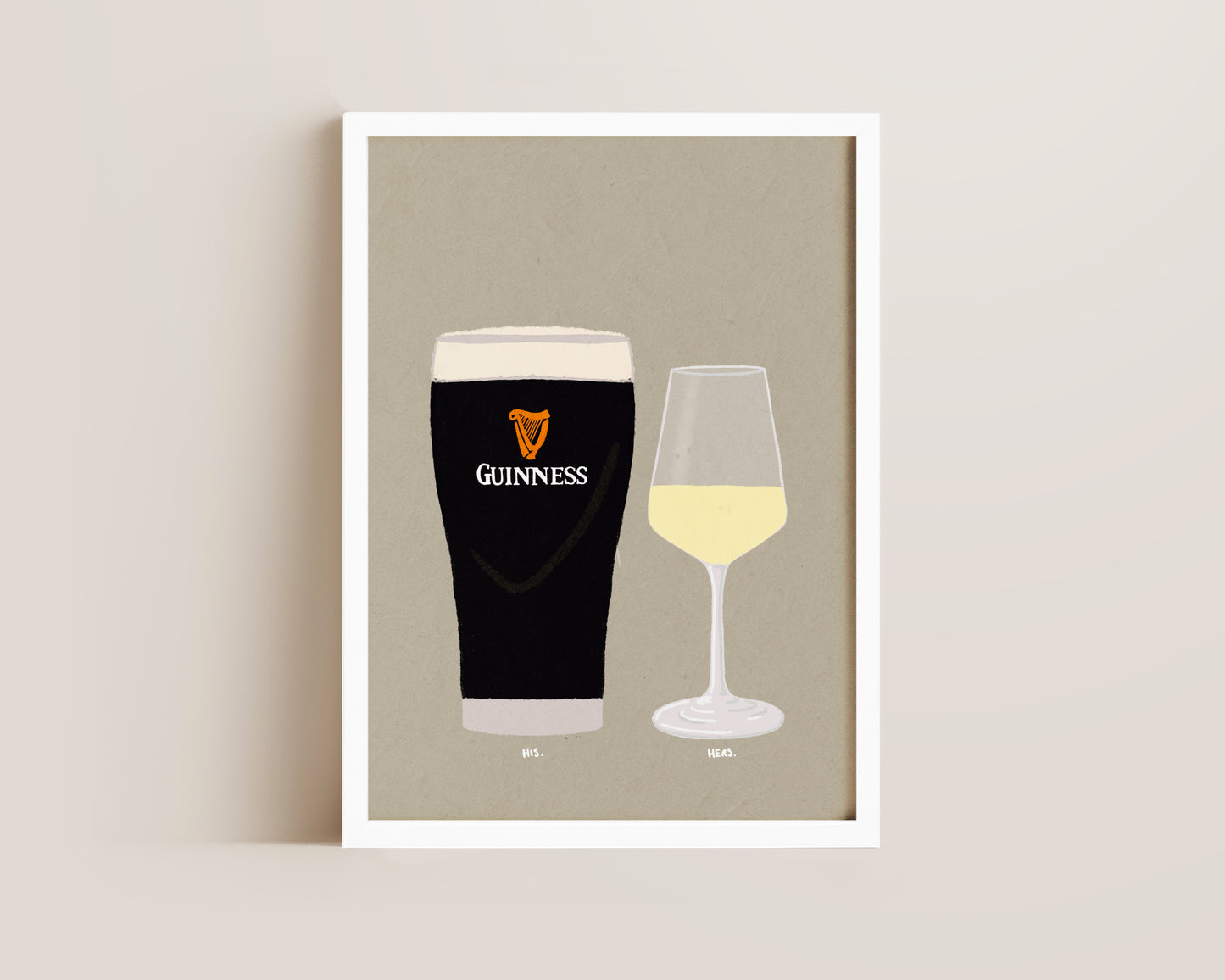 Guinness & Small White Wine Print