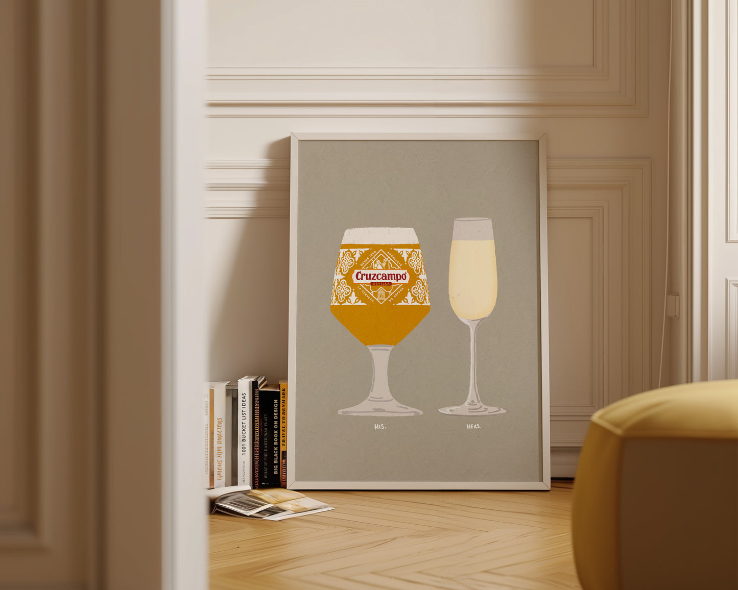 Cruzcampo & Prosecco Glass Print