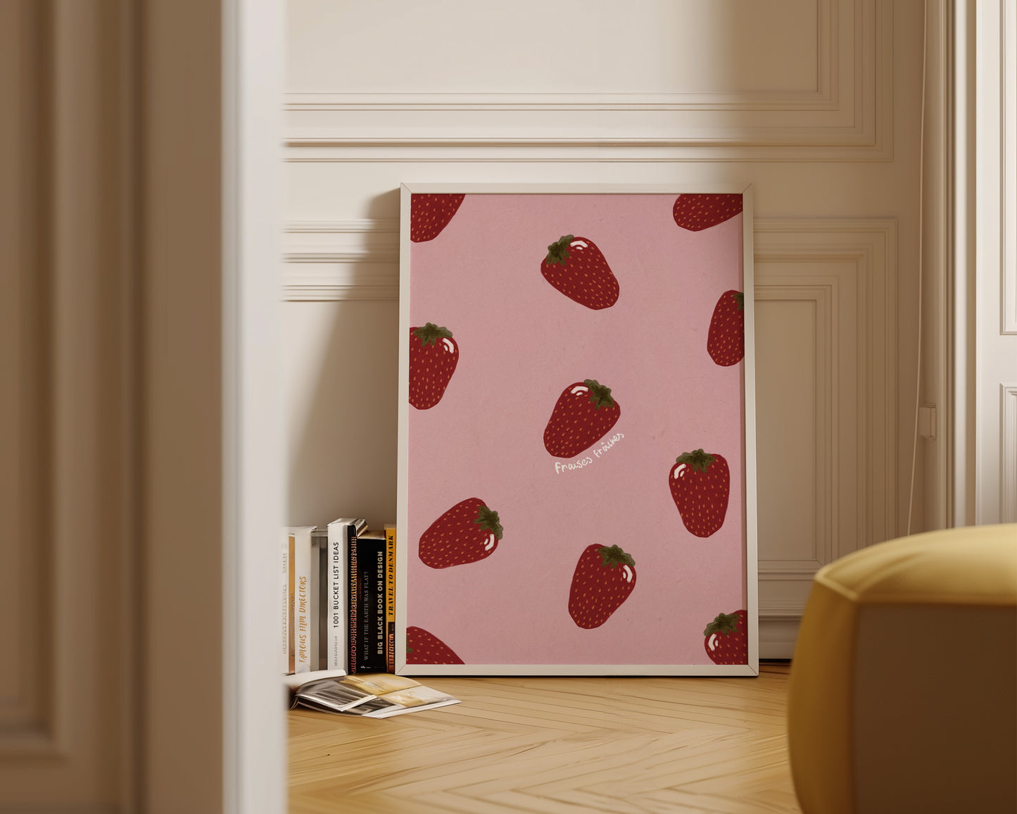 Pink Strawberry Wall Art Print